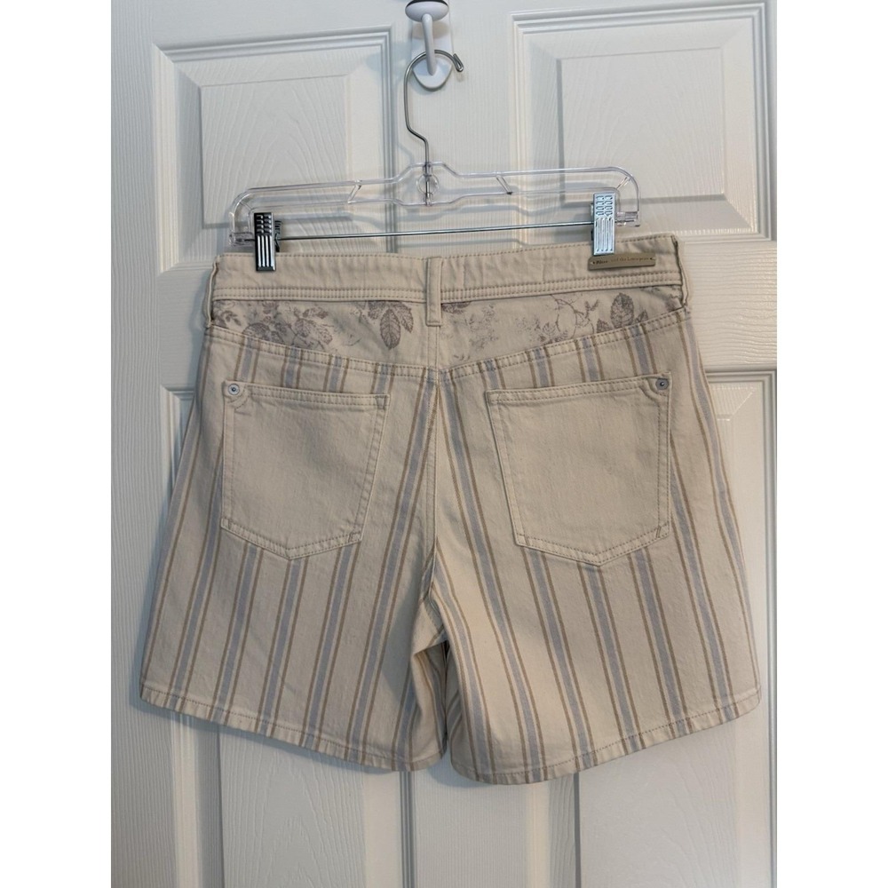 Pilcro By Anthropologie Cream Blue Slim Boyfriend Striped Floral Shorts Size 28 - Picture 4 of 7